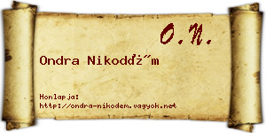 Ondra Nikodém névjegykártya